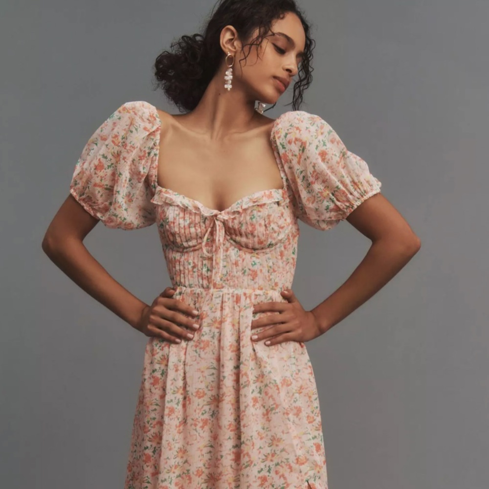 Astr Pink and Orange Ruched Midi Sundress
